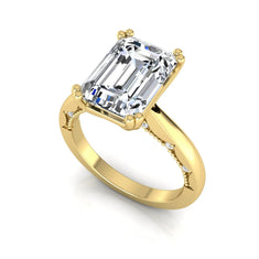 OctaPearl 3 ct Emerald Solitaire Lab Grown Diamond Engagement Ring - alternate view