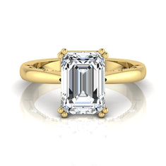 OctaPearl 3 ct Emerald Solitaire Lab Grown Diamond Engagement Ring
