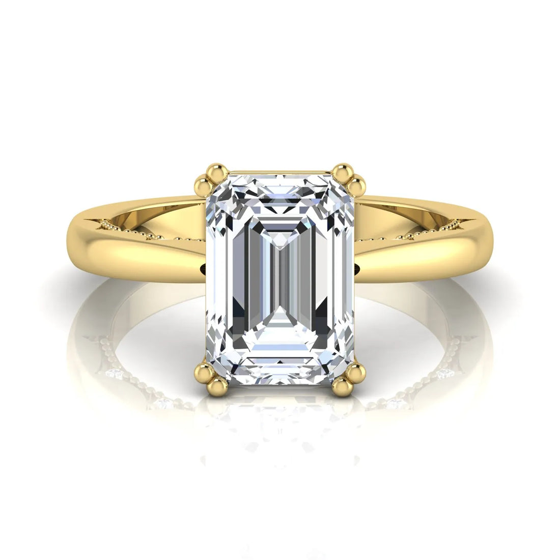 OctaPearl 3 ct Emerald Solitaire Lab Grown Diamond Engagement Ring