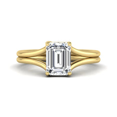 OctaPearl 2 ct Emerald Lab Grown Diamond Solitaire Split Shank Engagement Ring