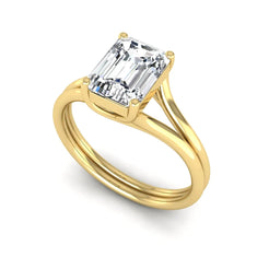 OctaPearl 2 ct Emerald Lab Grown Diamond Solitaire Split Shank Engagement Ring - alternate view