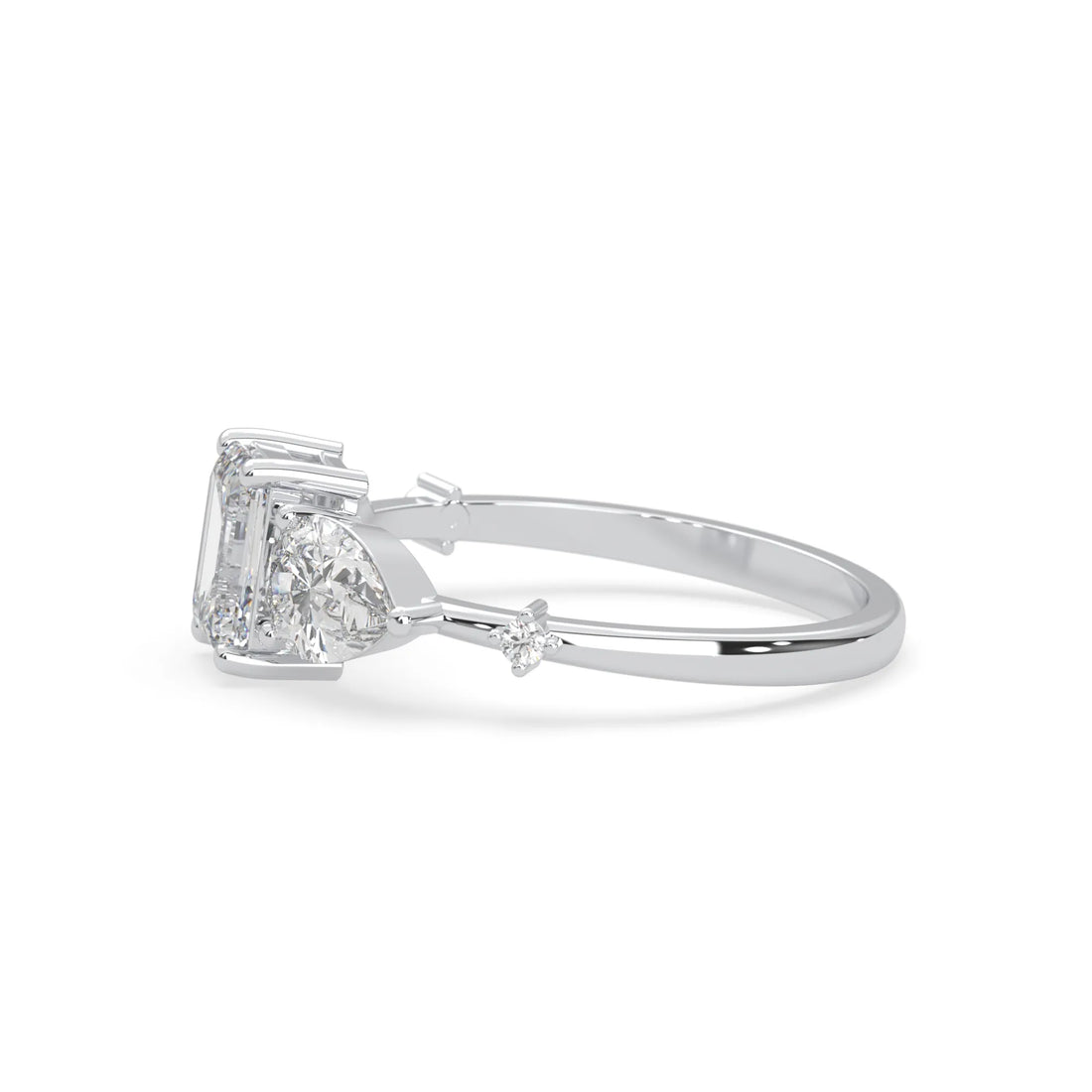 OctaPearl 1.00 ct Emerald Three Stone Lab Grown Diamond Engagement Ring
