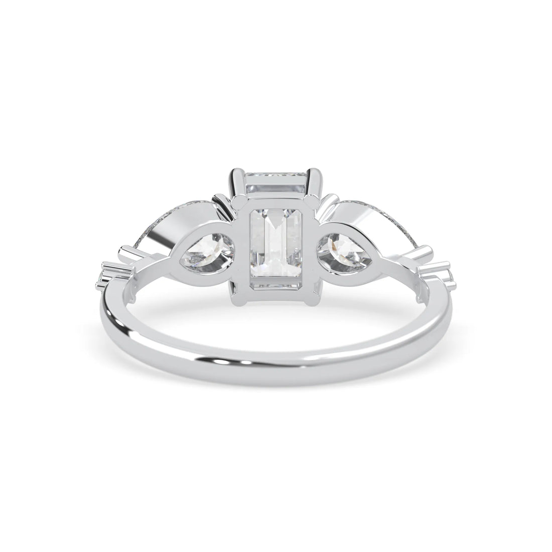 OctaPearl 1.00 ct Emerald Three Stone Lab Grown Diamond Engagement Ring