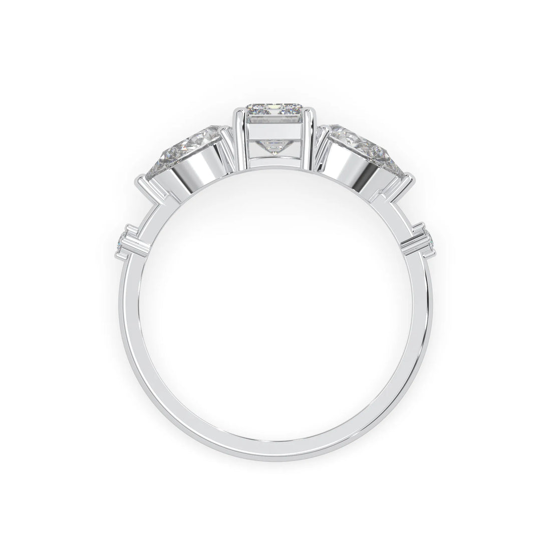 OctaPearl 1.00 ct Emerald Three Stone Lab Grown Diamond Engagement Ring