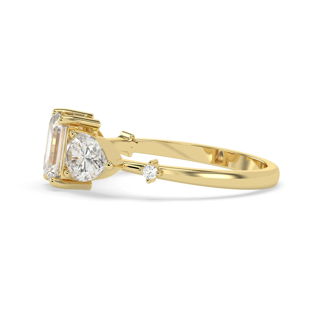 OctaPearl 1.00 ct Emerald Three Stone Lab Grown Diamond Engagement Ring