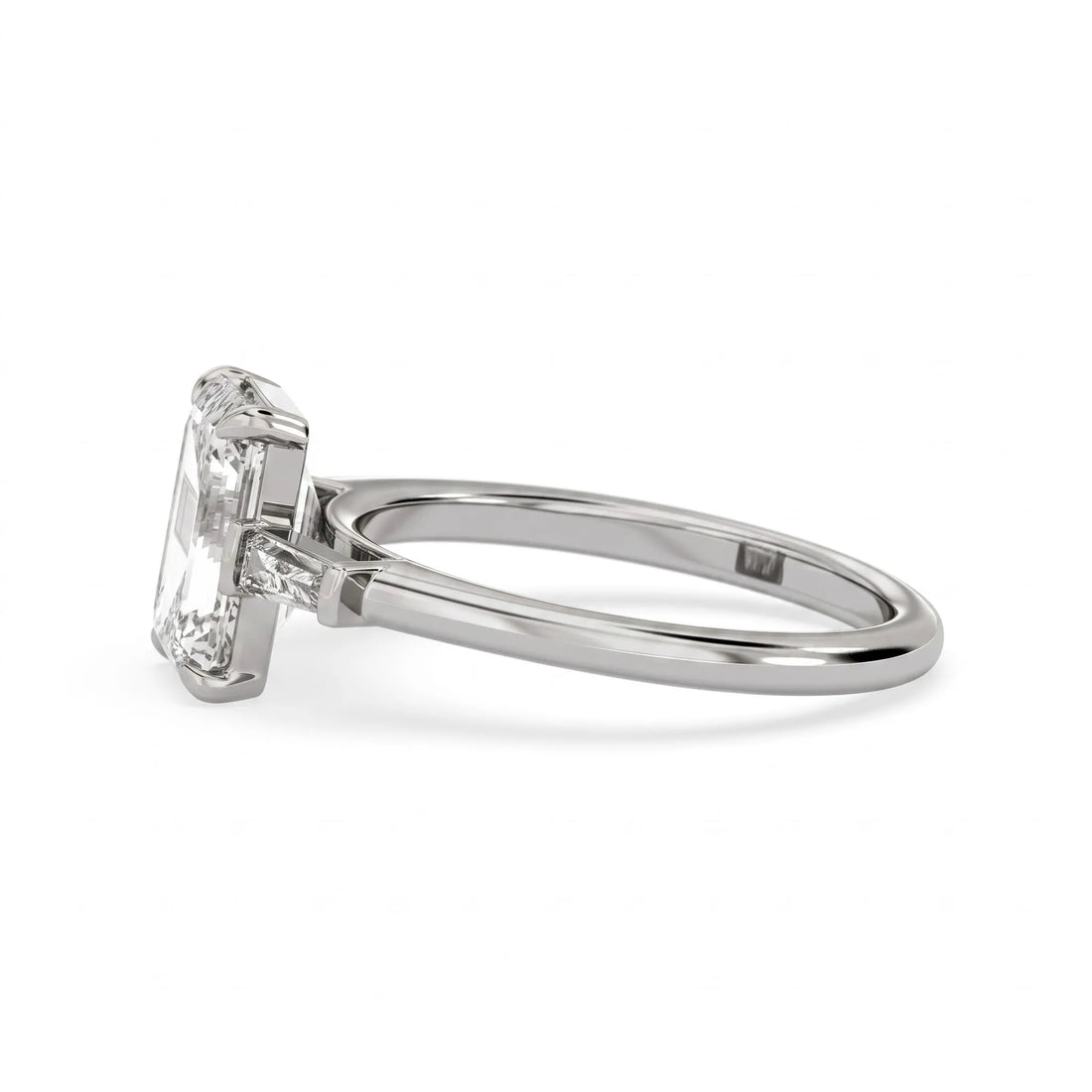 OctaPearl 2 ct Emerald Three Stone Lab Grown Diamond Engagement Ring