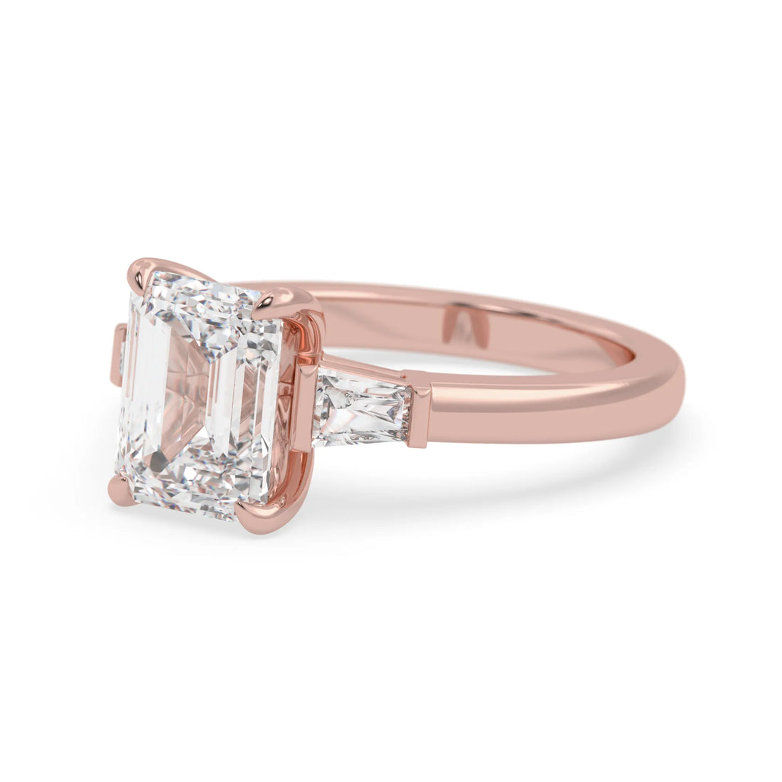 OctaPearl 2.5 ct Emerald Lab Grown Diamond Three Stone Engagement Ring