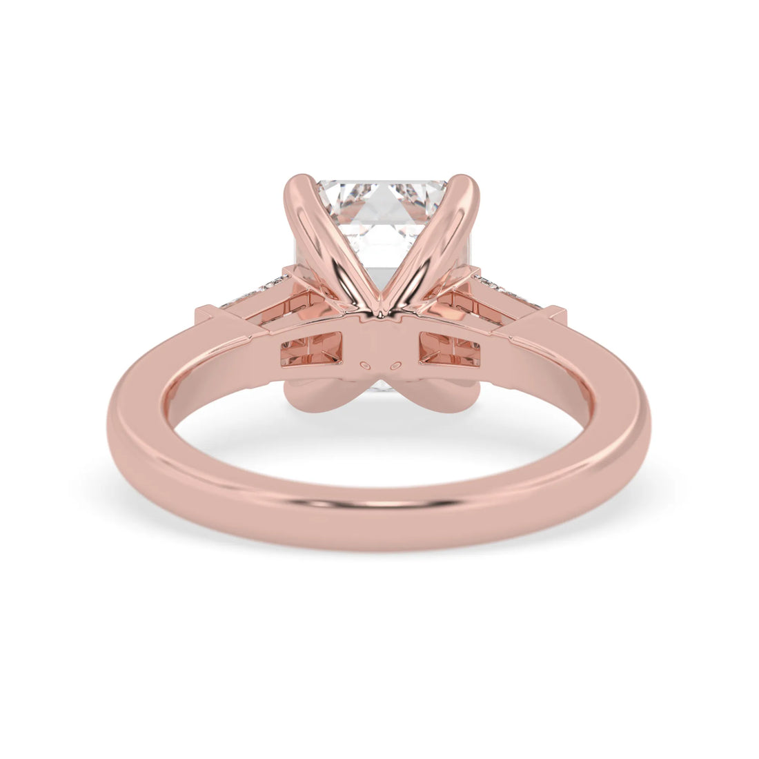 OctaPearl 2.5 ct Emerald Lab Grown Diamond Three Stone Engagement Ring