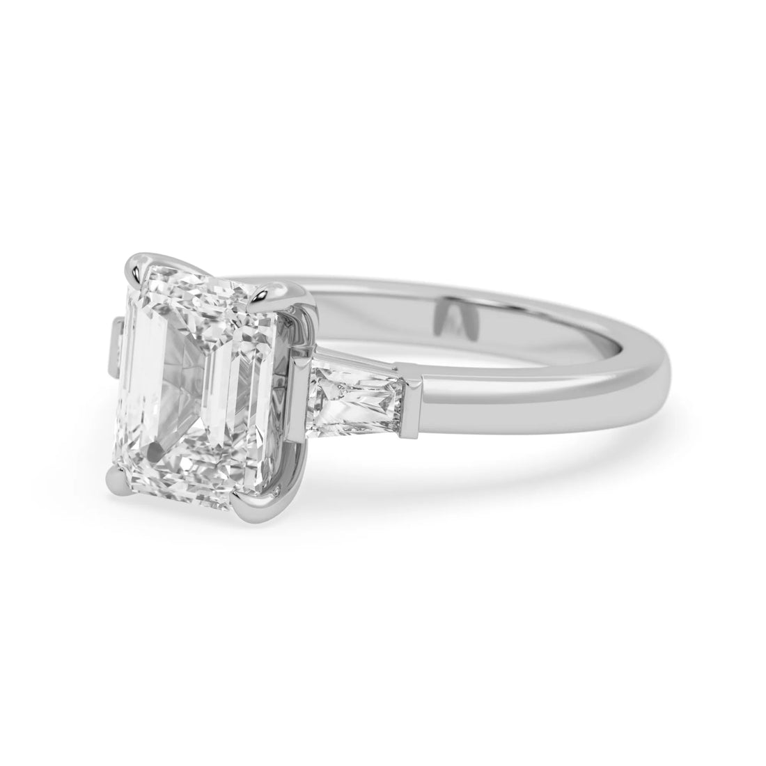 OctaPearl 2.5 ct Emerald Lab Grown Diamond Three Stone Engagement Ring
