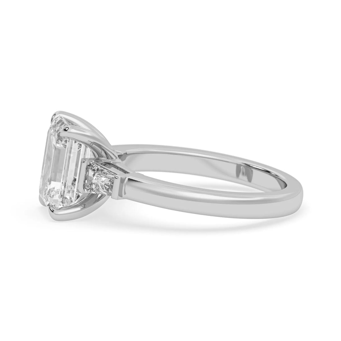 OctaPearl 2.5 ct Emerald Lab Grown Diamond Three Stone Engagement Ring
