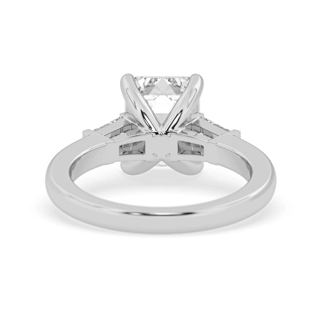 OctaPearl 2.5 ct Emerald Lab Grown Diamond Three Stone Engagement Ring