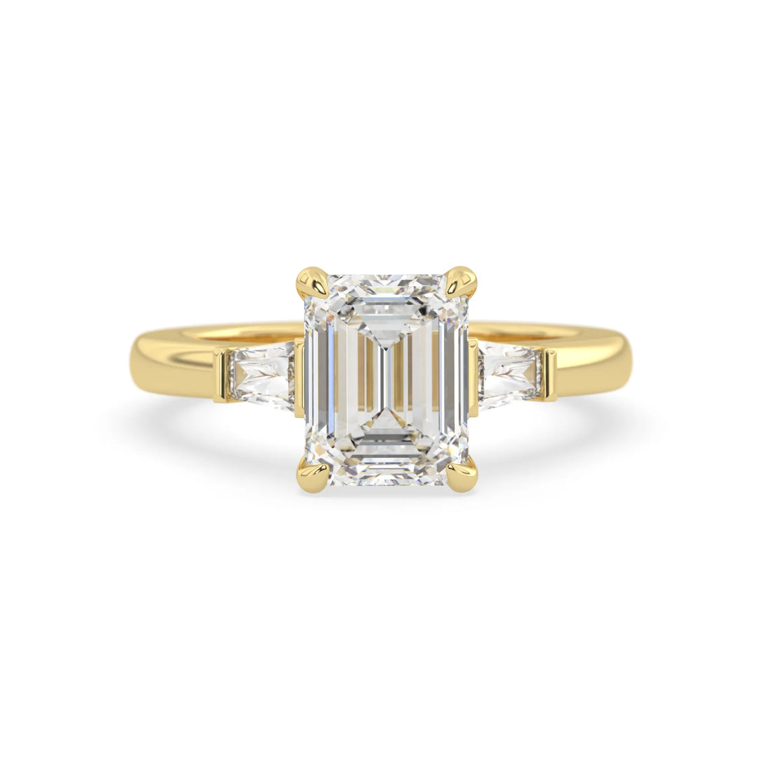 OctaPearl 2.5 ct Emerald Lab Grown Diamond Three Stone Engagement Ring