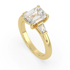 OctaPearl 2.5 ct Emerald Lab Grown Diamond Three Stone Engagement Ring - alternate view