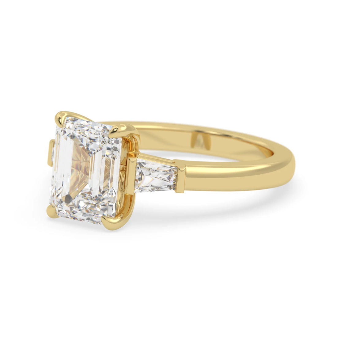OctaPearl 2.5 ct Emerald Lab Grown Diamond Three Stone Engagement Ring