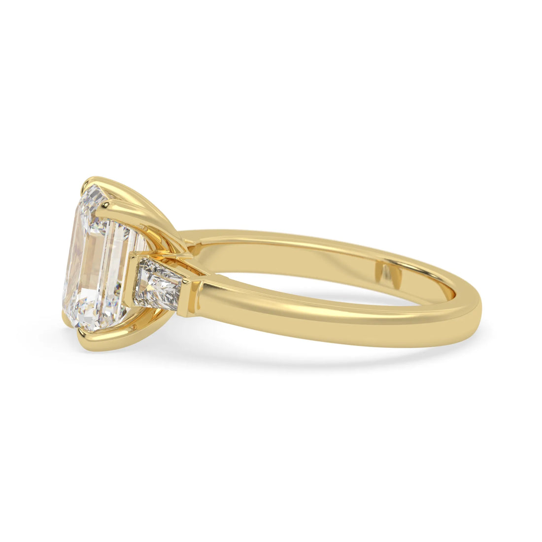 OctaPearl 2.5 ct Emerald Lab Grown Diamond Three Stone Engagement Ring