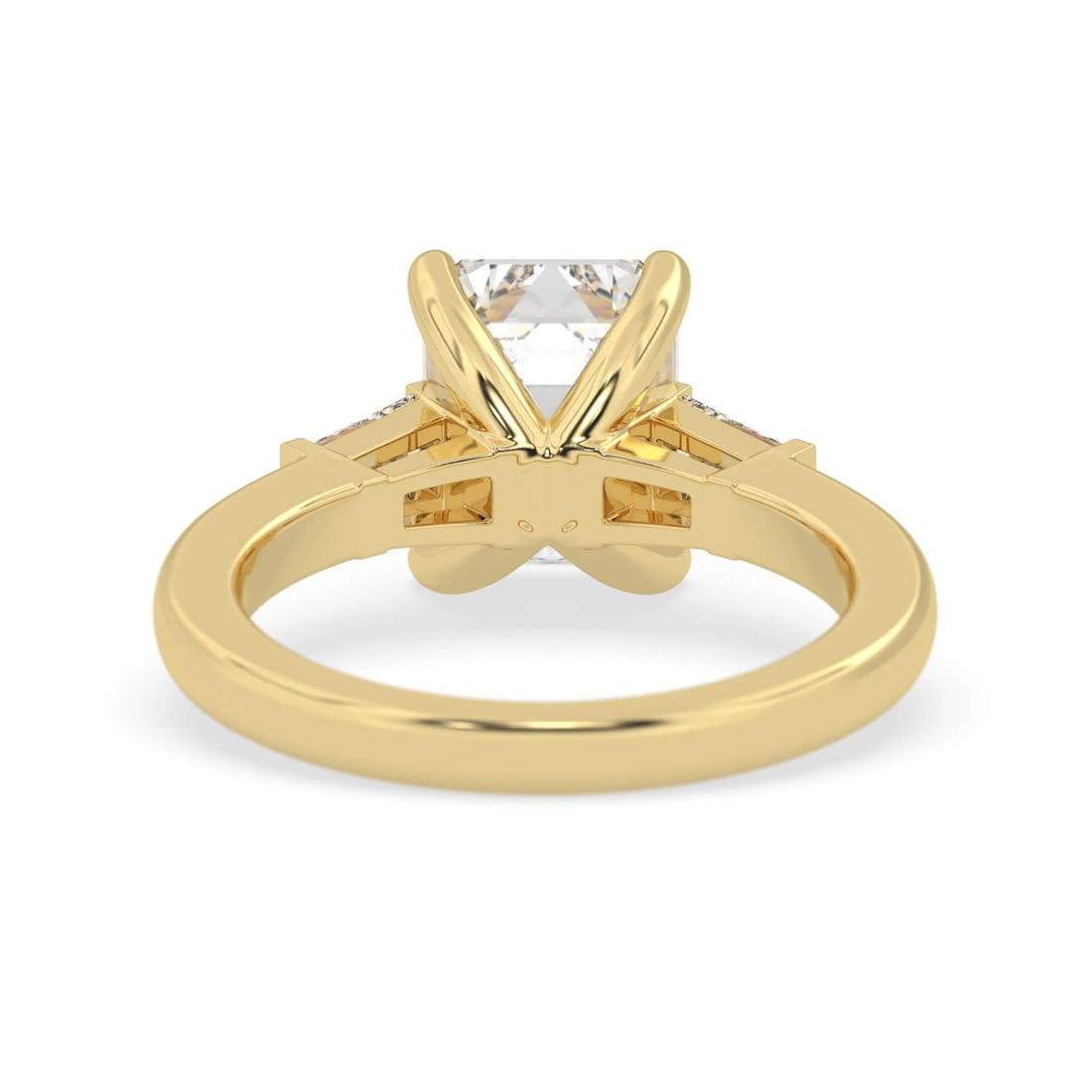 OctaPearl 2.5 ct Emerald Lab Grown Diamond Three Stone Engagement Ring