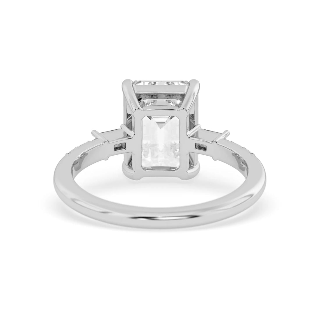 OctaPearl 2.5 ct Emerald Three Stone Lab Grown Diamond Pave Engagement Ring