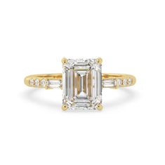 OctaPearl 2.5 ct Emerald Three Stone Lab Grown Diamond Pave Engagement Ring