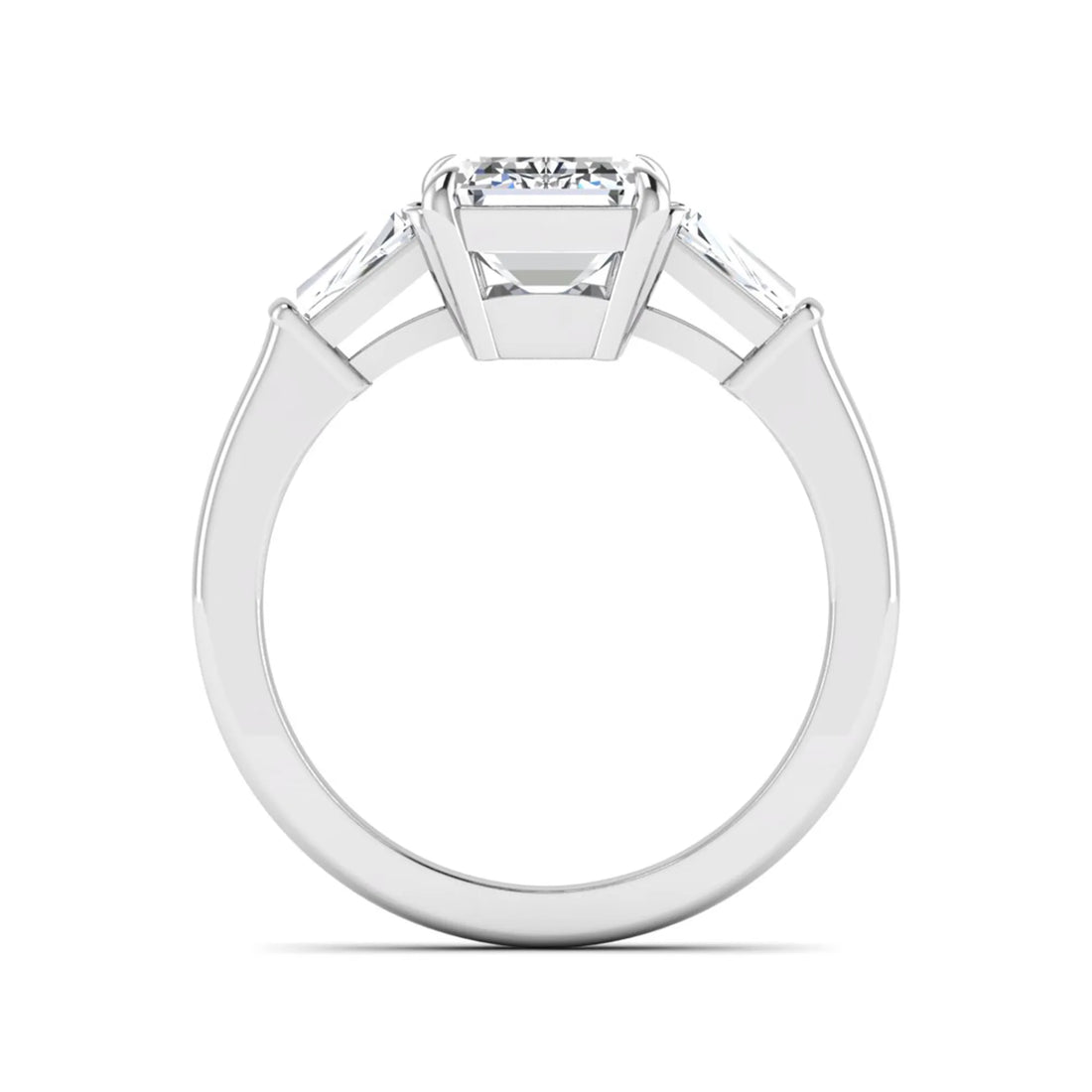 OctaPearl 3 ct Emerald Three Stone Prong Set Lab Grown Diamond Engagement Ring