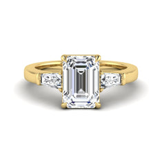 OctaPearl 3 ct Emerald Three Stone Prong Set Lab Grown Diamond Engagement Ring