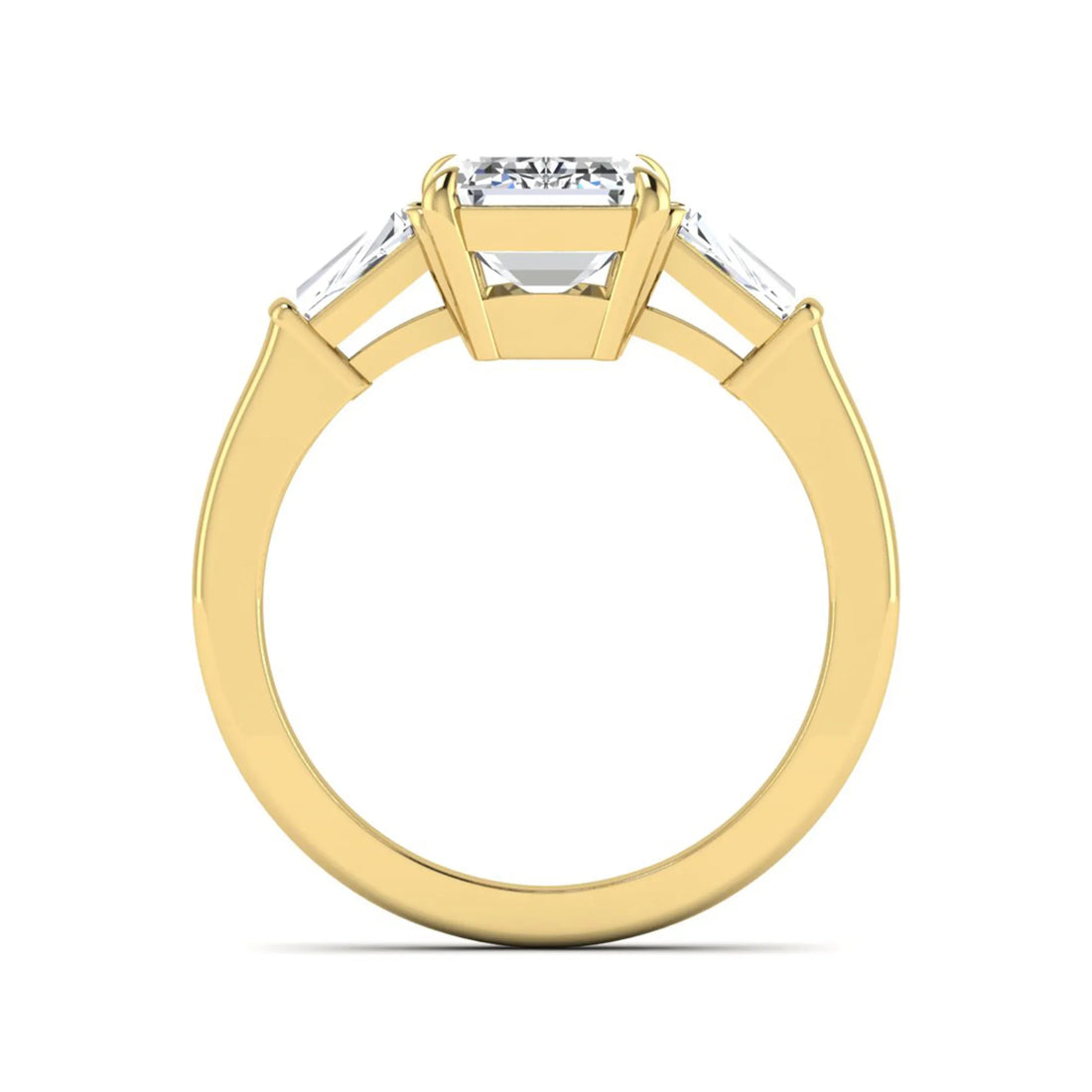 OctaPearl 3 ct Emerald Three Stone Prong Set Lab Grown Diamond Engagement Ring