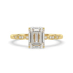 OctaPearl 2.00 Carat Emerald Vintage Lab Grown Diamond Pave Engagement Ring