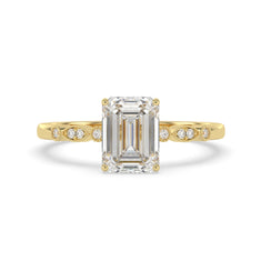 OctaPearl 2.00 ct Emerald Vintage Lab Grown Diamond Pave Engagement Ring
