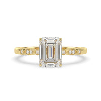 OctaPearl 2.00 Carat Emerald Vintage Lab Grown Diamond Pave Engagement Ring