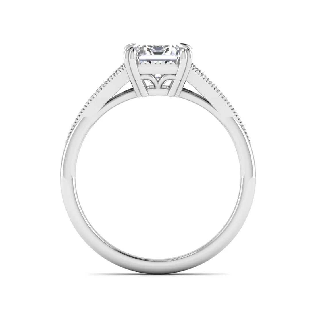 OctaPearl 1.5 ct Emerald Vintage Split Shank Lab Grown Diamond Engagement Ring