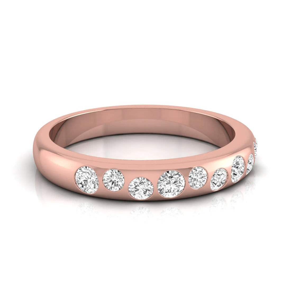 OctaPearl Flush Set Round Lab Grown Diamond Half Eternity Wedding Band