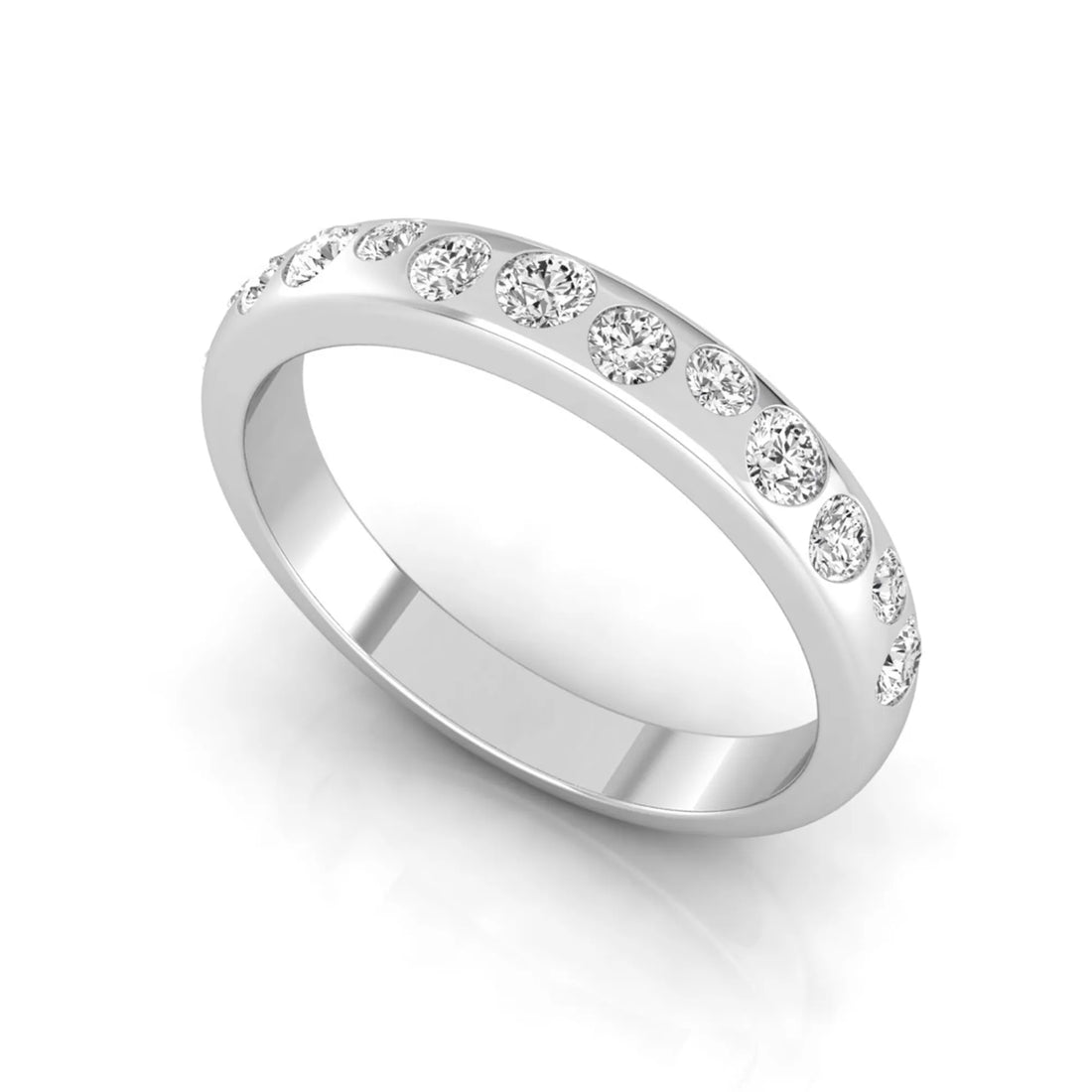 OctaPearl Flush Set Round Lab Grown Diamond Half Eternity Wedding Band