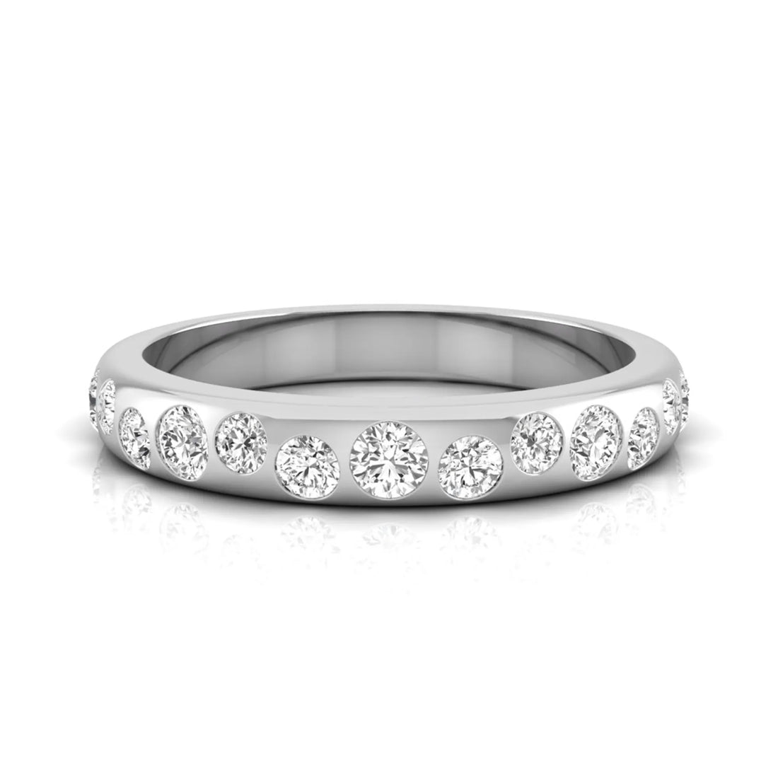 OctaPearl Flush Set Round Lab Grown Diamond Half Eternity Wedding Band