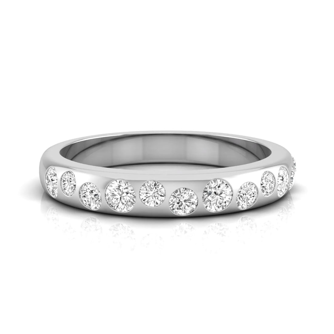 OctaPearl Flush Set Round Lab Grown Diamond Half Eternity Wedding Band