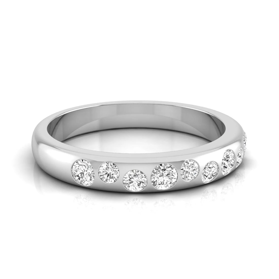 OctaPearl Flush Set Round Lab Grown Diamond Half Eternity Wedding Band