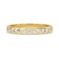 OctaPearl Flush Set Round Lab Grown Diamond Half Eternity Wedding Band