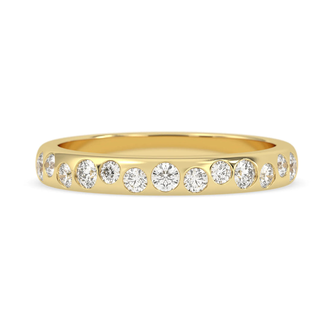 OctaPearl Flush Set Round Lab Grown Diamond Half Eternity Wedding Band