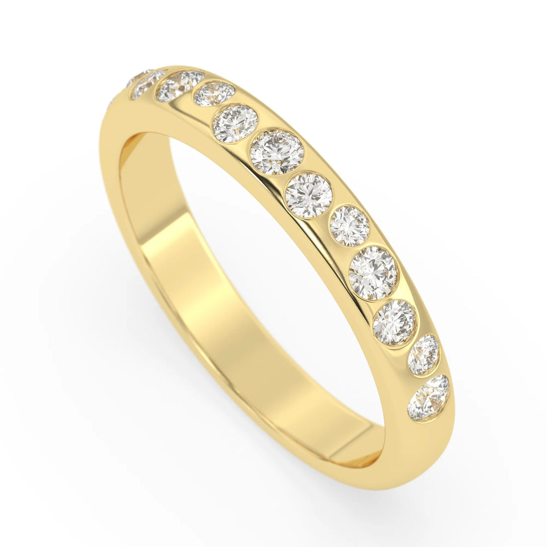 OctaPearl Flush Set Round Lab Grown Diamond Half Eternity Wedding Band