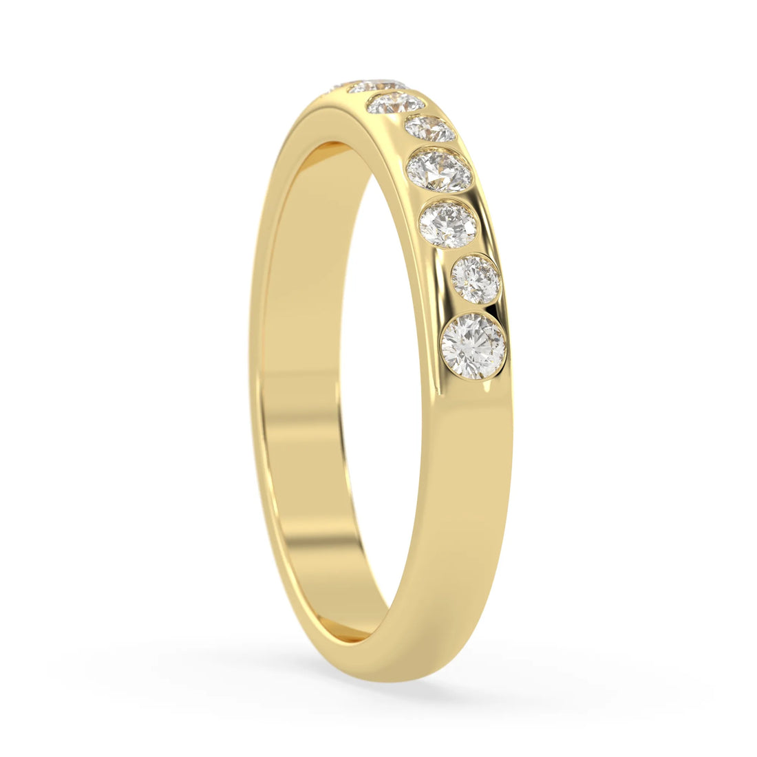 OctaPearl Flush Set Round Lab Grown Diamond Half Eternity Wedding Band
