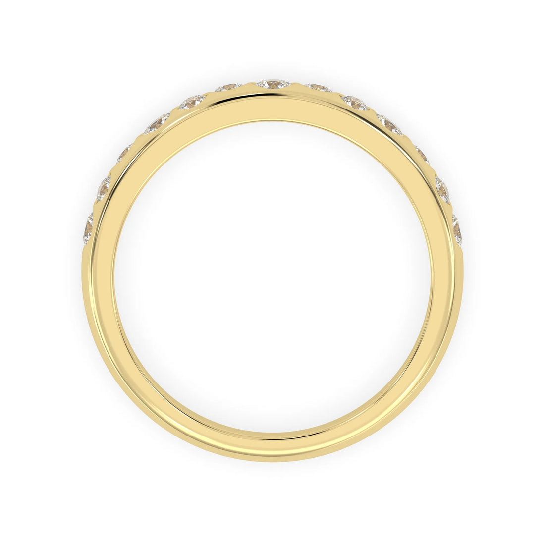 OctaPearl Flush Set Round Lab Grown Diamond Half Eternity Wedding Band