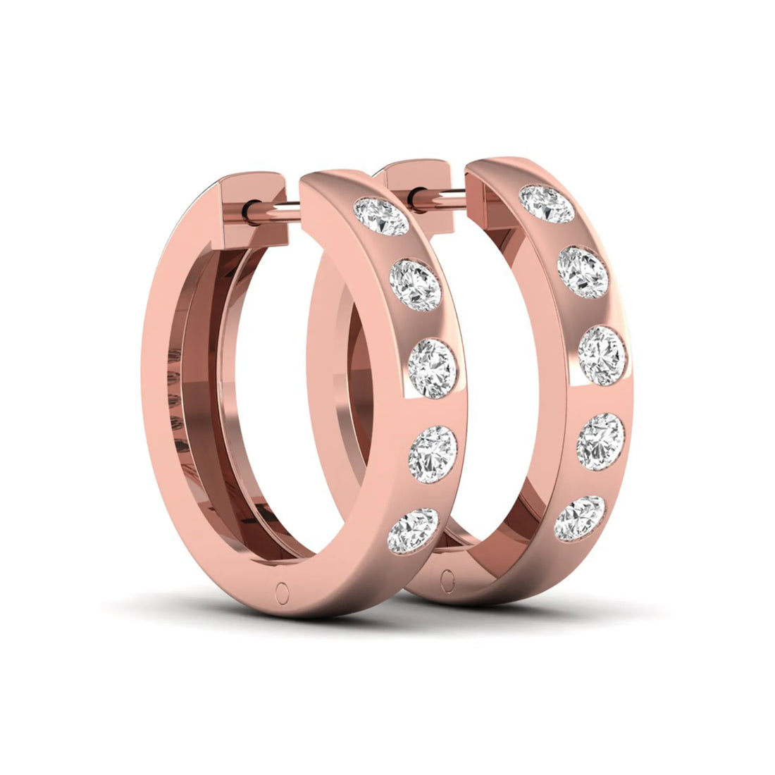 OctaPearl Flush Set Round Lab Grown Diamond Huggie Hoop Earrings