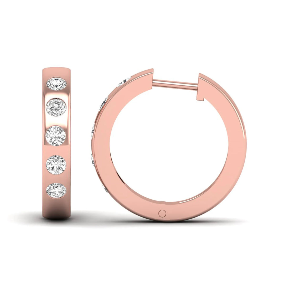 OctaPearl Flush Set Round Lab Grown Diamond Huggie Hoop Earrings
