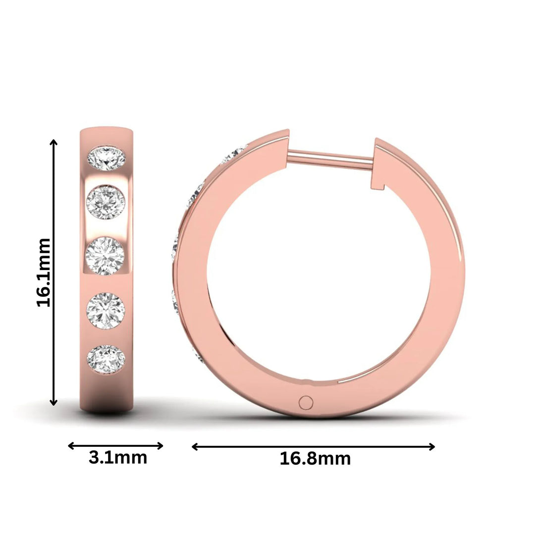 OctaPearl Flush Set Round Lab Grown Diamond Huggie Hoop Earrings