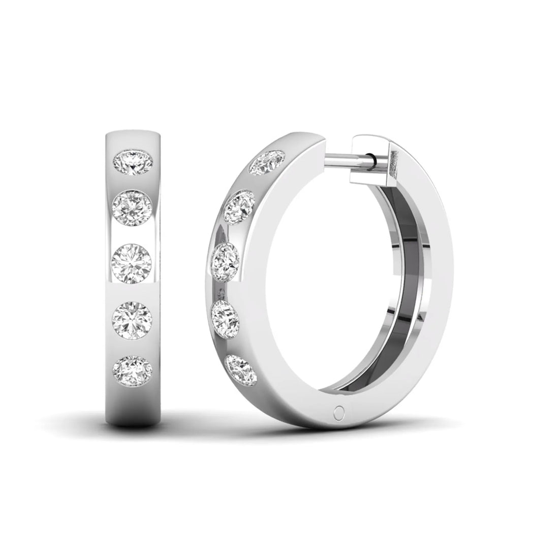 OctaPearl Flush Set Round Lab Grown Diamond Huggie Hoop Earrings