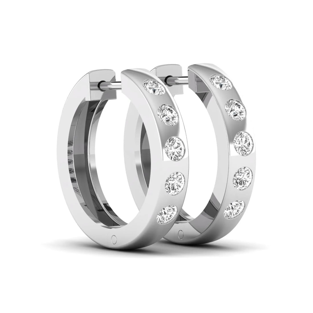 OctaPearl Flush Set Round Lab Grown Diamond Huggie Hoop Earrings