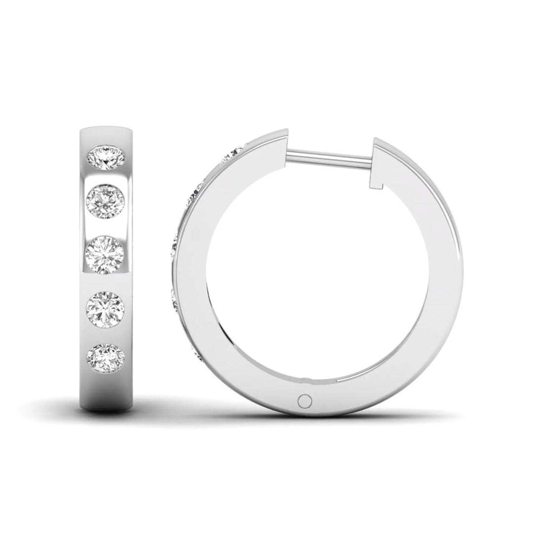 OctaPearl Flush Set Round Lab Grown Diamond Huggie Hoop Earrings