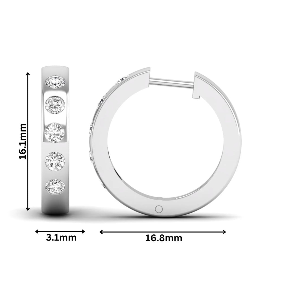 OctaPearl Flush Set Round Lab Grown Diamond Huggie Hoop Earrings