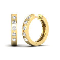 OctaPearl Flush Set Round Lab Grown Diamond Huggie Hoop Earrings