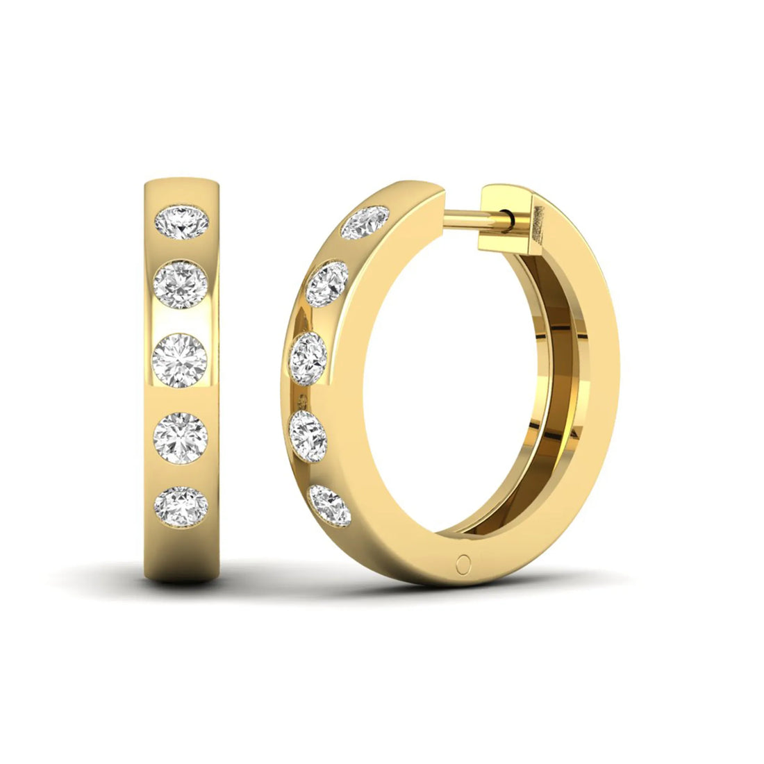 OctaPearl Flush Set Round Lab Grown Diamond Huggie Hoop Earrings