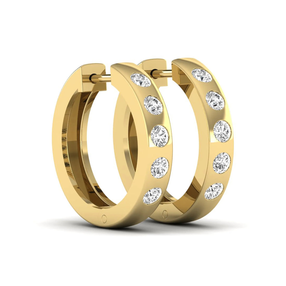 OctaPearl Flush Set Round Lab Grown Diamond Huggie Hoop Earrings