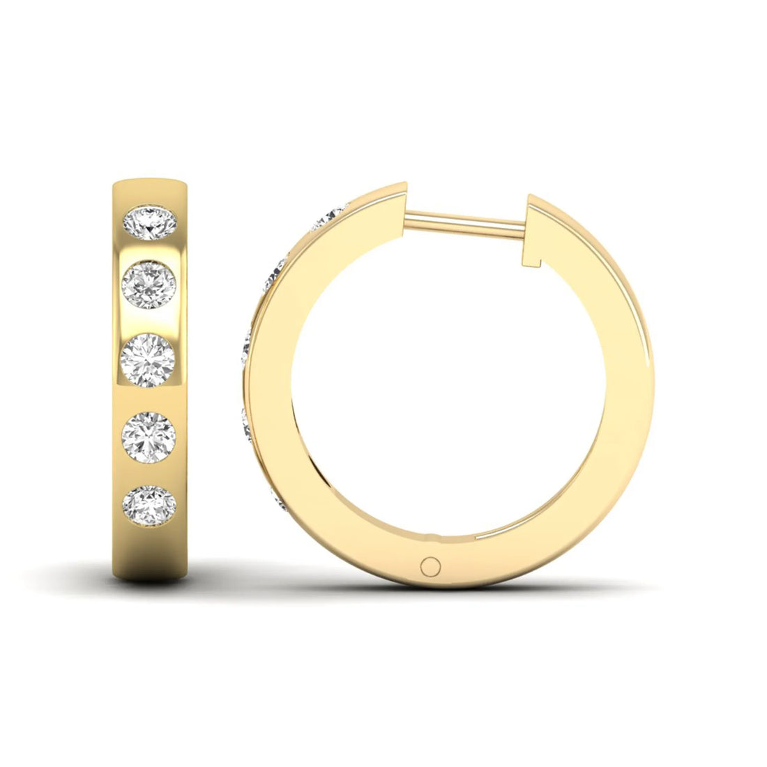 OctaPearl Flush Set Round Lab Grown Diamond Huggie Hoop Earrings